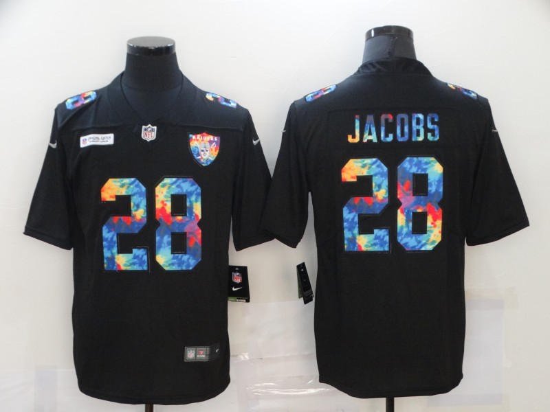 Nike Raiders 28 Josh Jacobs Black Vapor Untouchable Rainbow Limited Jersey