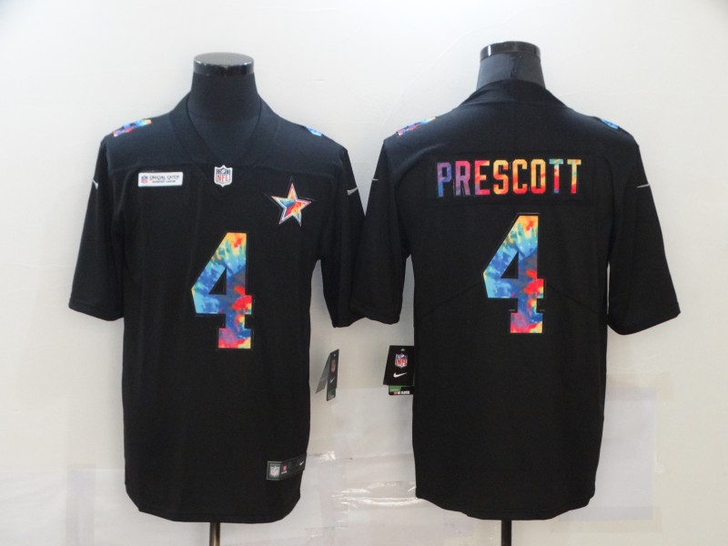 Nike Cowboys 4 Dak Prescott Black Vapor Untouchable Rainbow Limited Jersey