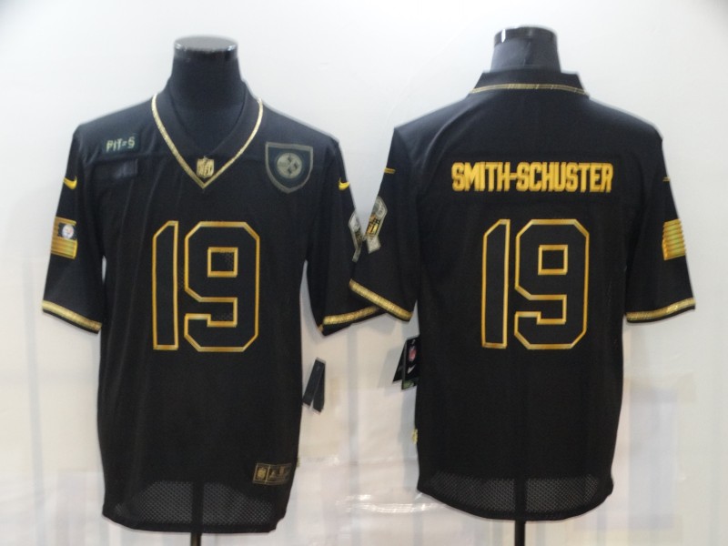 Nike Steelers 19 JuJu-Smith Schuster Black Gold 2020 Salute To Service Limited Jersey