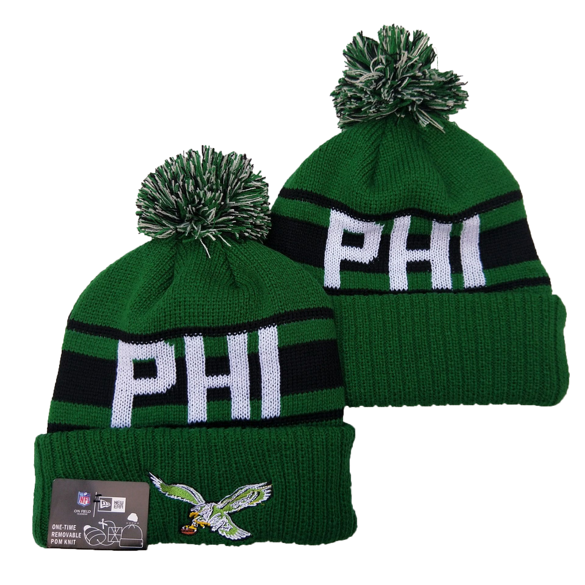 Eagles Team Logo Green Cuffed Knit Hat YD