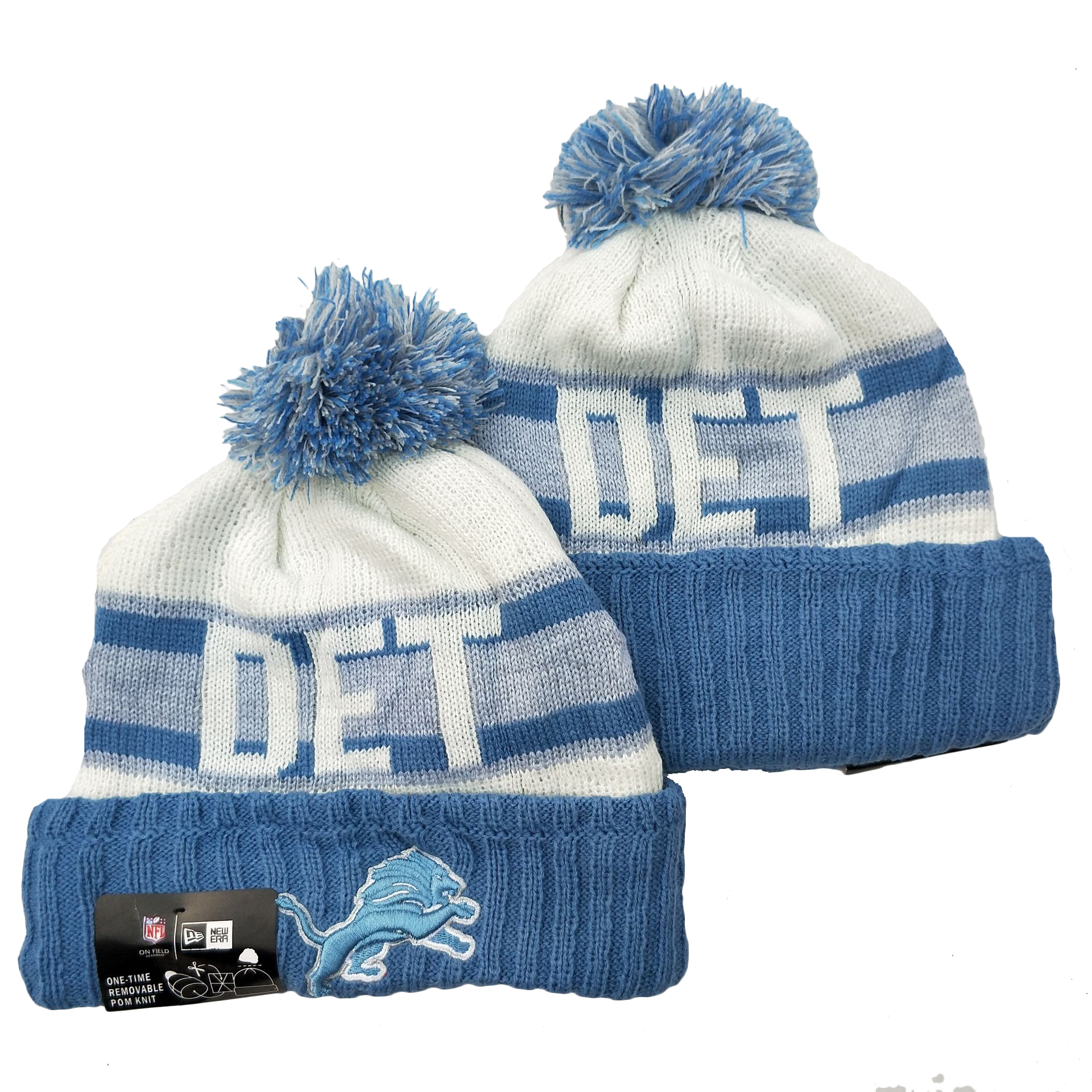 Lions Team Logo Blue White Cuffed Knit Hat YD