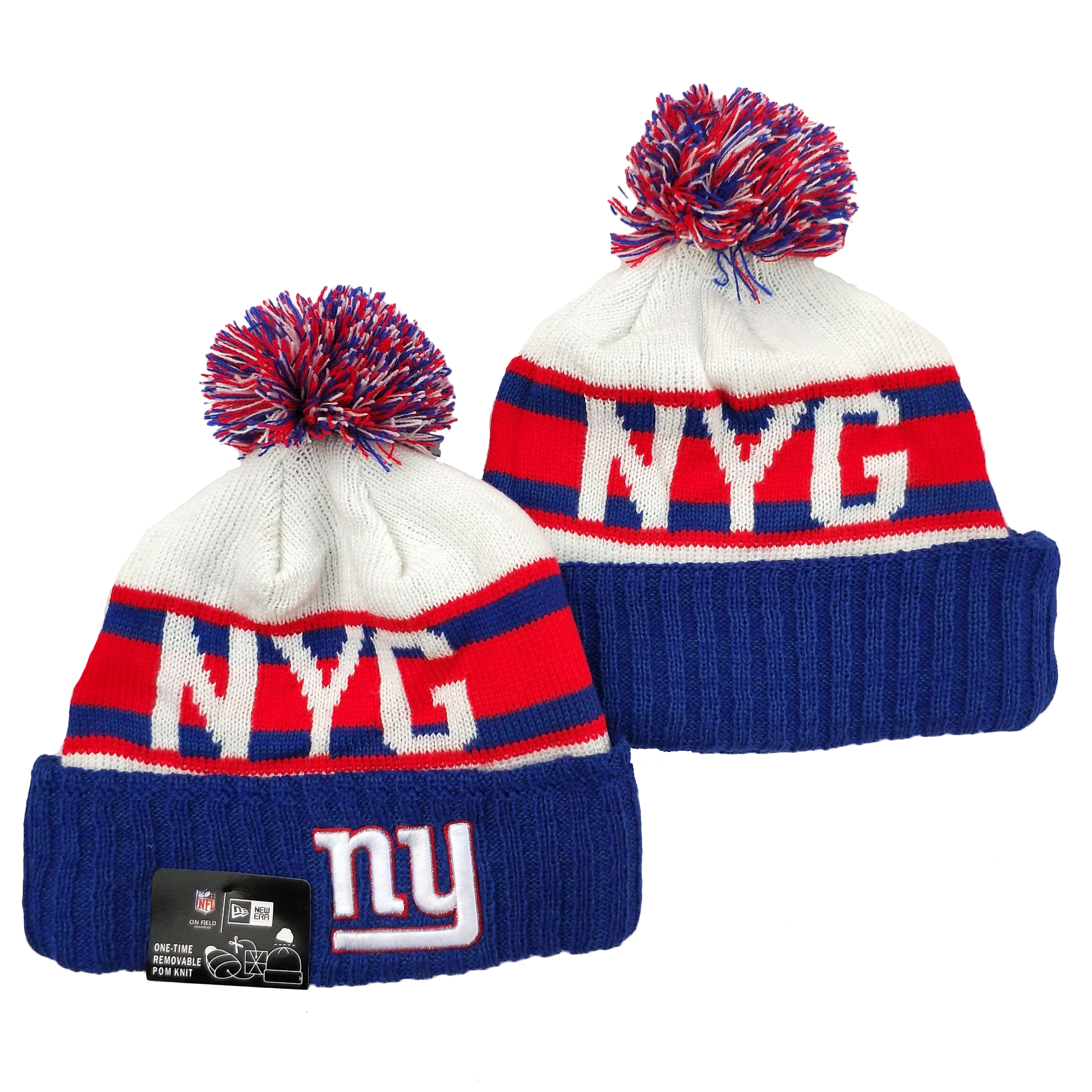 New York Giants Team Logo Royal Red White Cuffed Knit Hat YD