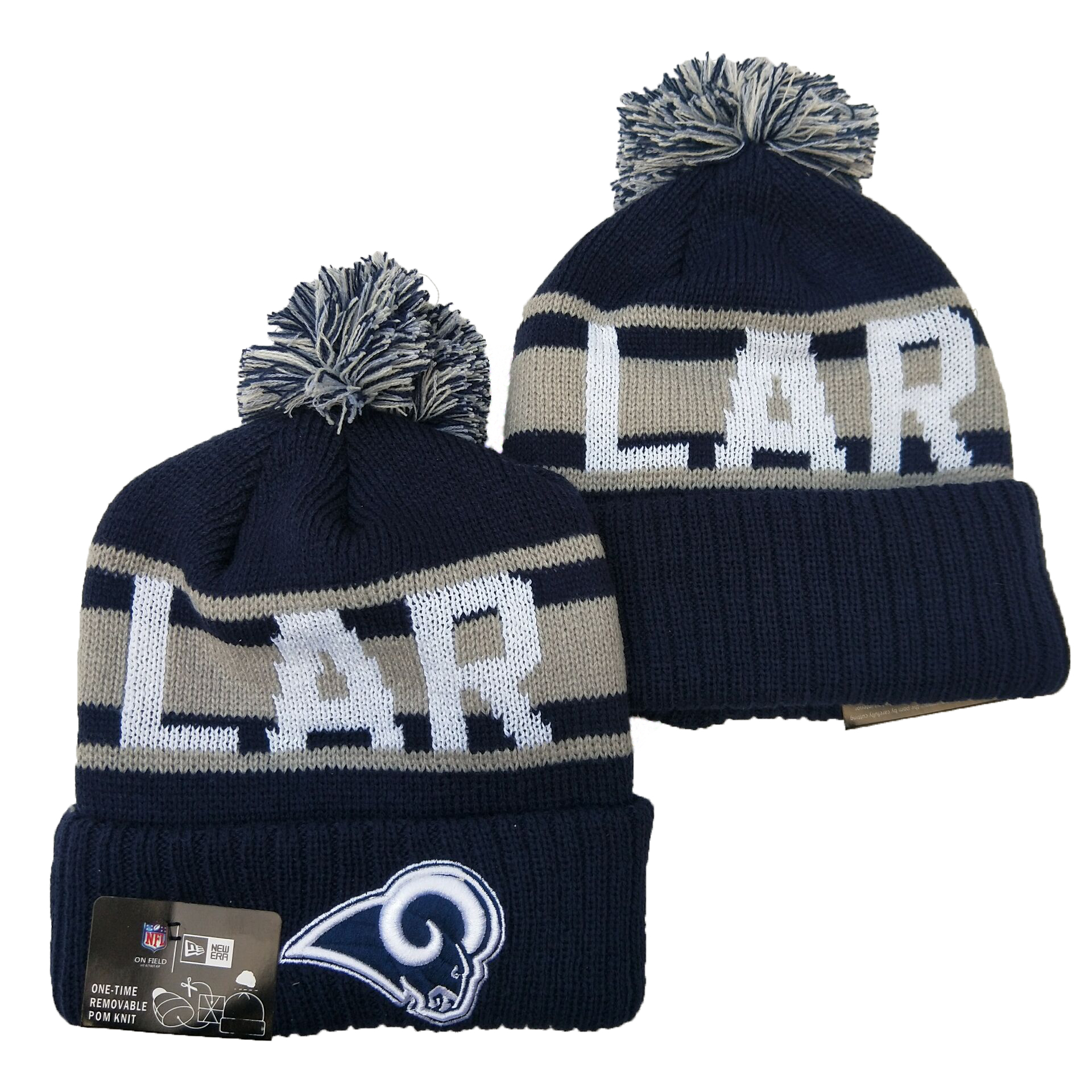 Rams Team Logo Navy Cuffed Knit Hat YD