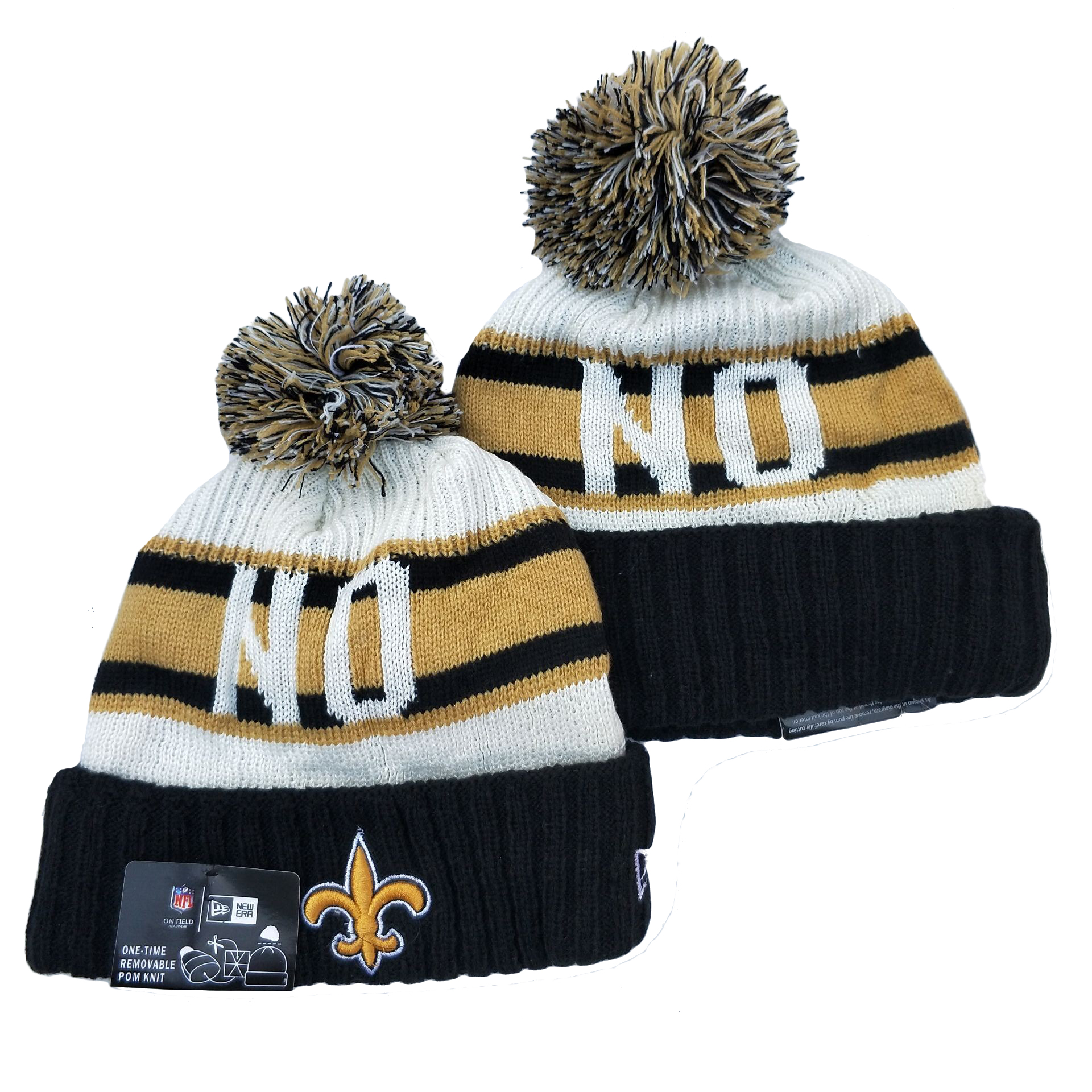 Saints Team Logo White Navy Cuffed Knit Hat YD