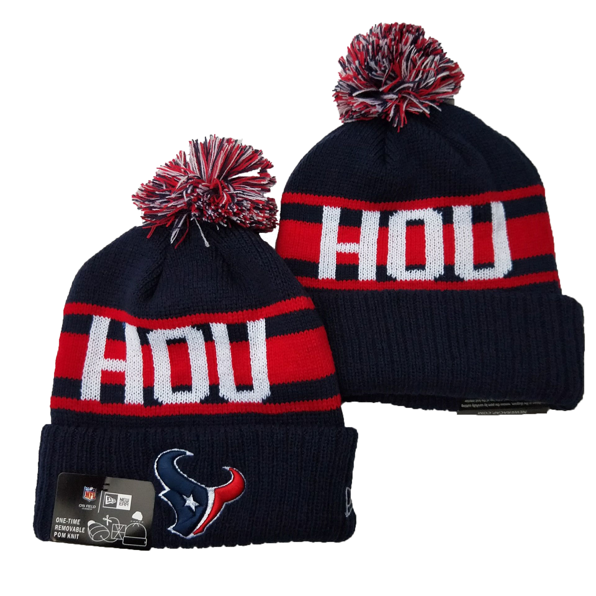 Texans Team Logo Navy Red Cuffed Knit Hat YD