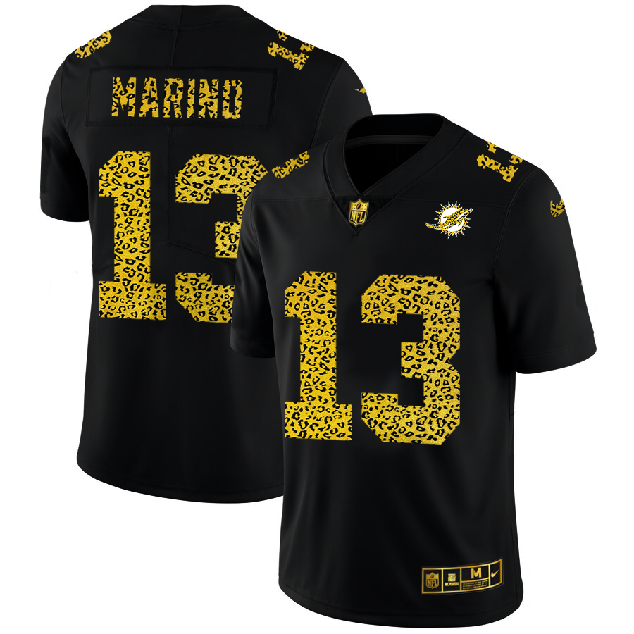 Nike Dolphins 13 Dan Marino Black Leopard Vapor Untouchable Limited Jersey