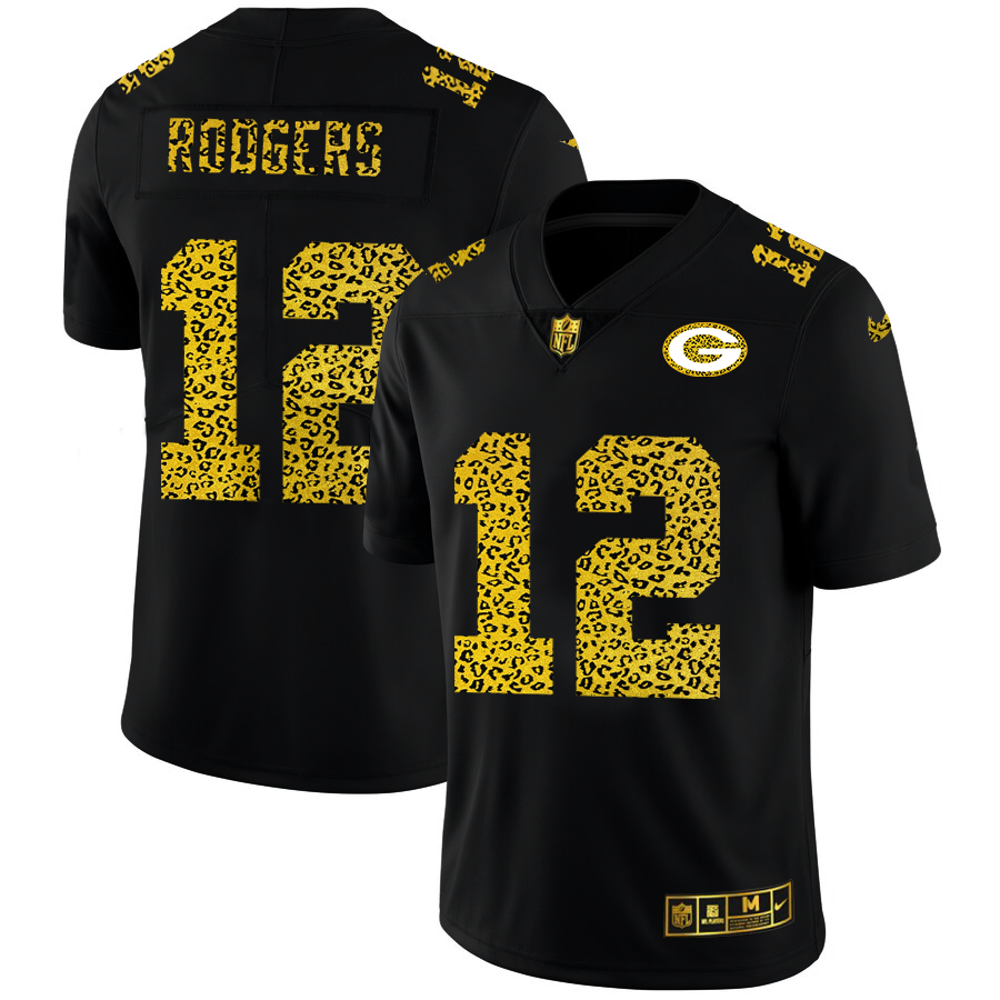 Nike Packers 12 Aaron Rodgers Black Leopard Vapor Untouchable Limited Jersey