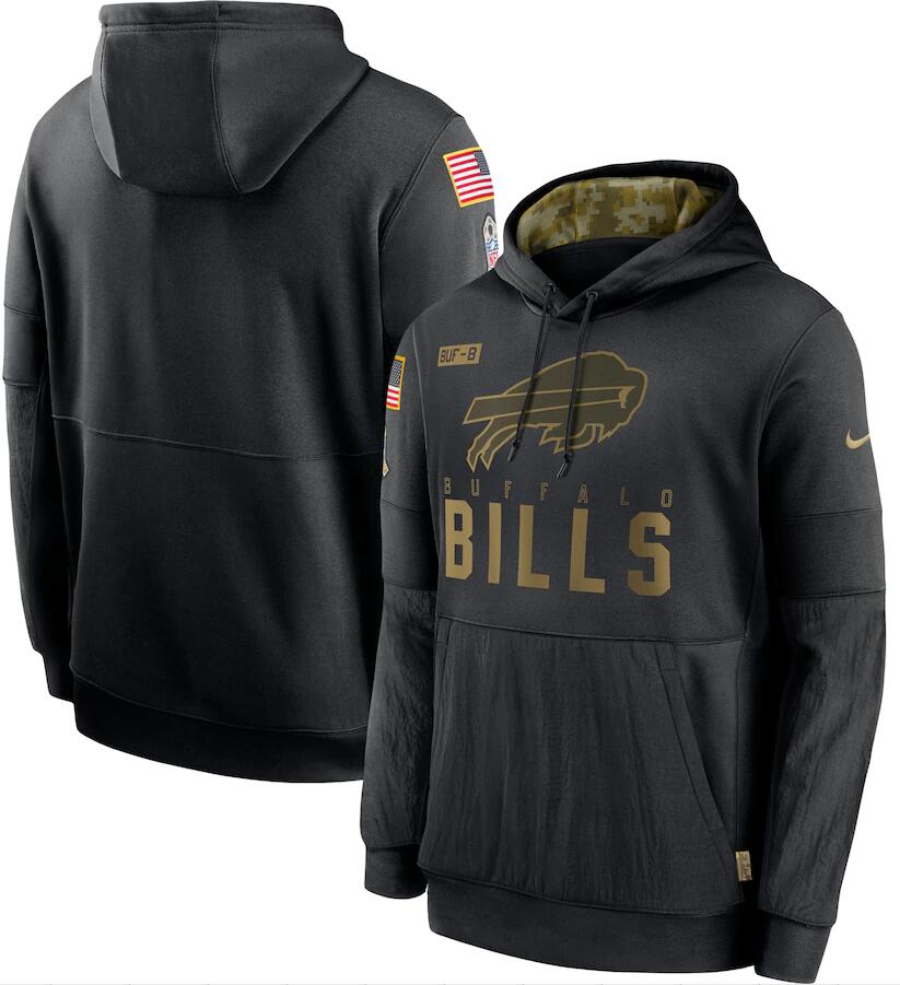 Men's Buffalo Bills Nike Black 2020 Salute to Service Sideline Performance Pullover Hoodie
