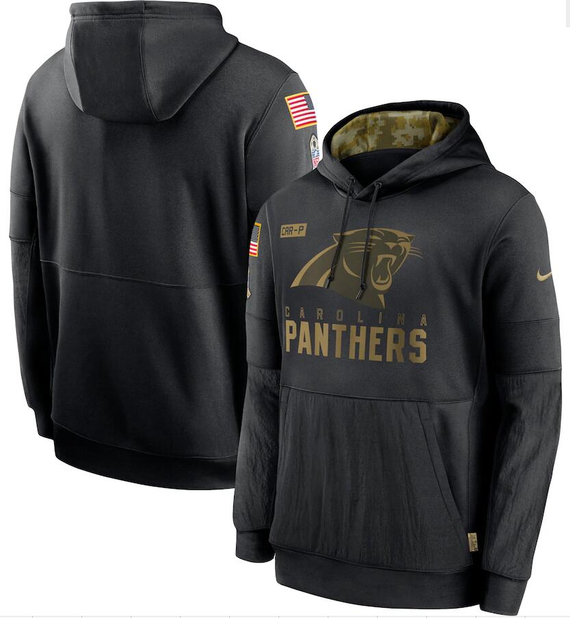 Men's Carolina Panthers Nike Black 2020 Salute to Service Sideline Performance Pullover Hoodie