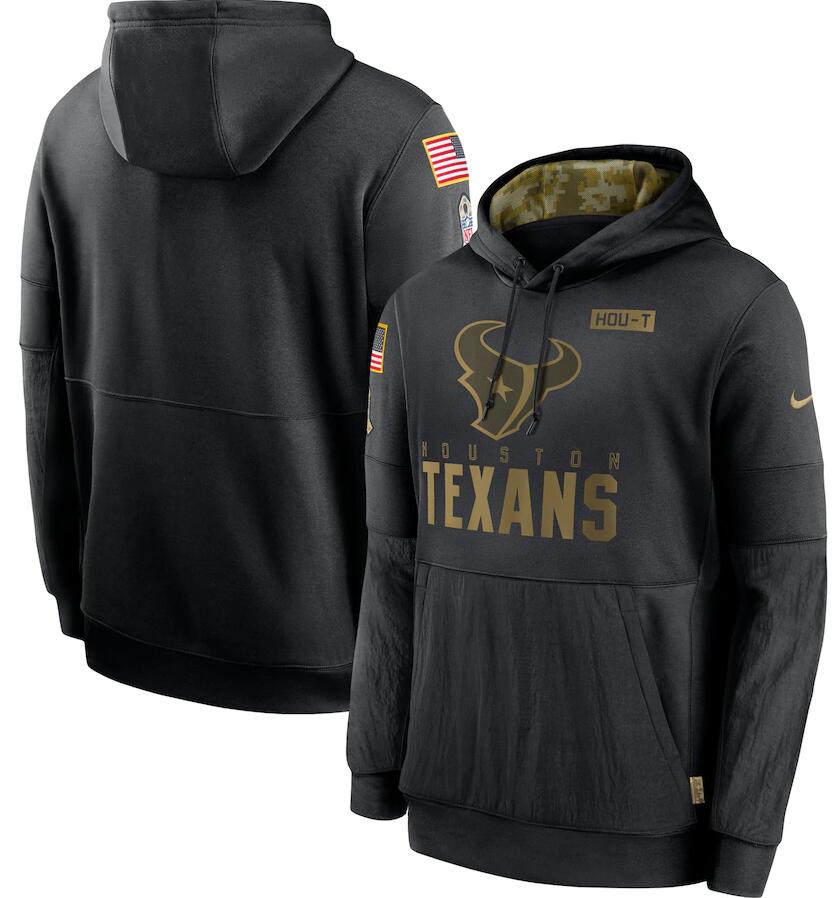 Men's Houston Texans Nike Black 2020 Salute to Service Sideline Performance Pullover Hoodie