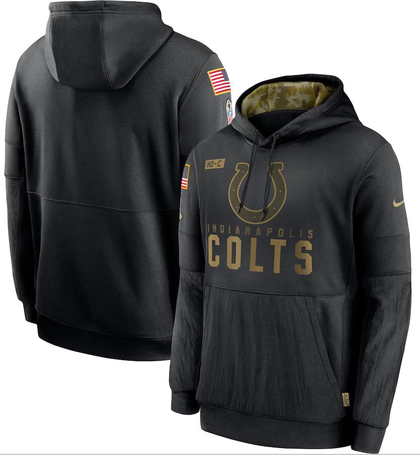 Men's Indianapolis Colts Nike Black 2020 Salute to Service Sideline Performance Pullover Hoodie