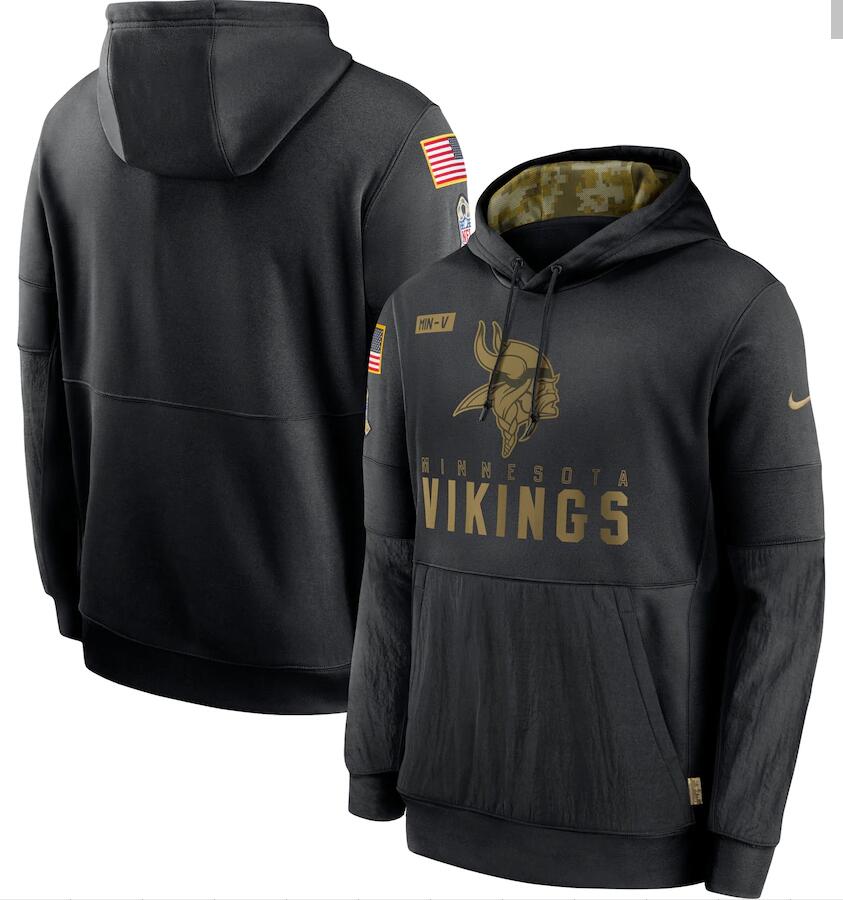 Men's Minnesota Vikings Nike Black 2020 Salute to Service Sideline Performance Pullover Hoodie