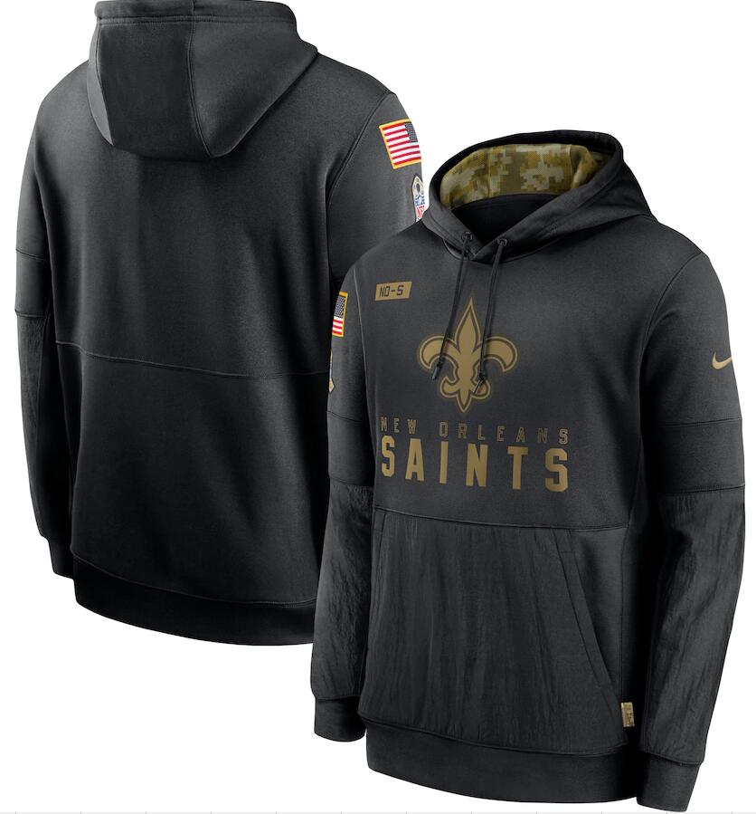 Men's New Orleans Saints Nike Black 2020 Salute to Service Sideline Performance Pullover Hoodie