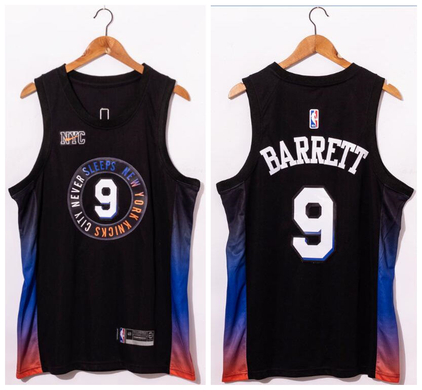 Knicks 9 R.J. Barrett Black 2020-21 City Edition Swingman Jersey