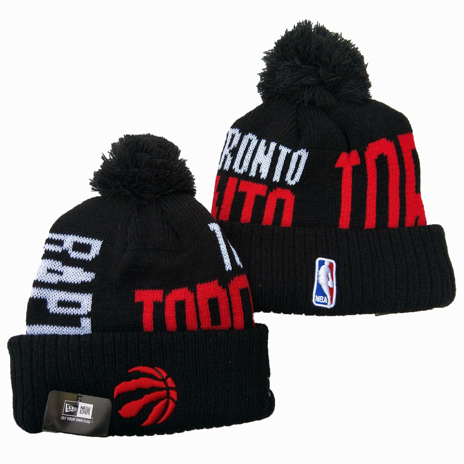 Raptors Team Logo Black Pom Knit Hat YD