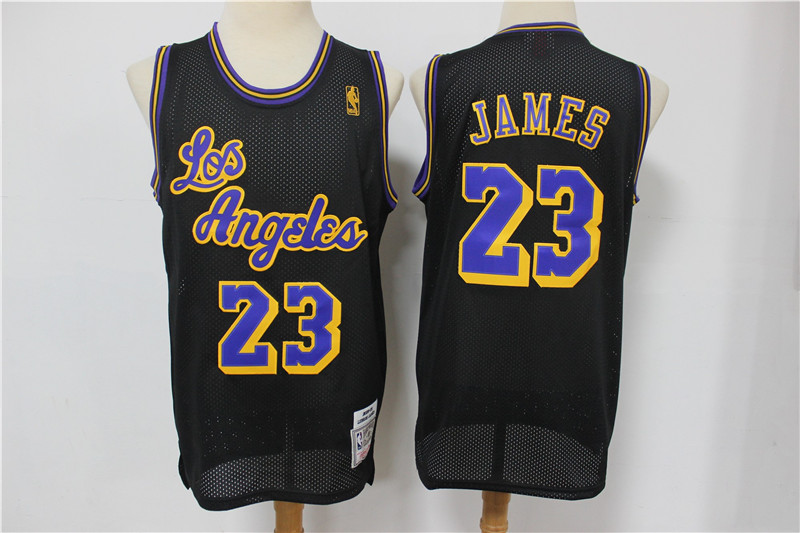 Lakers 23 Lebron James Black Mesh Hardwood Classics Jersey