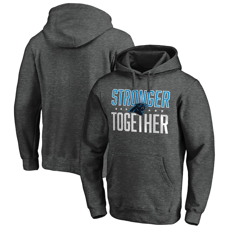 Carolina Panthers Heather Charcoal Stronger Together Pullover Hoodie