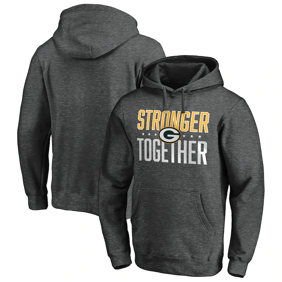 Green Bay Packers Heather Charcoal Stronger Together Pullover Hoodie