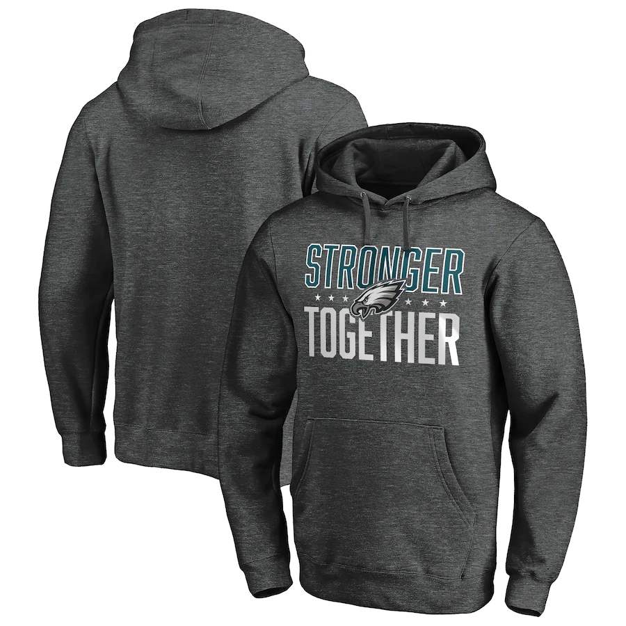 Philadelphia Eagles Heather Charcoal Stronger Together Pullover Hoodie