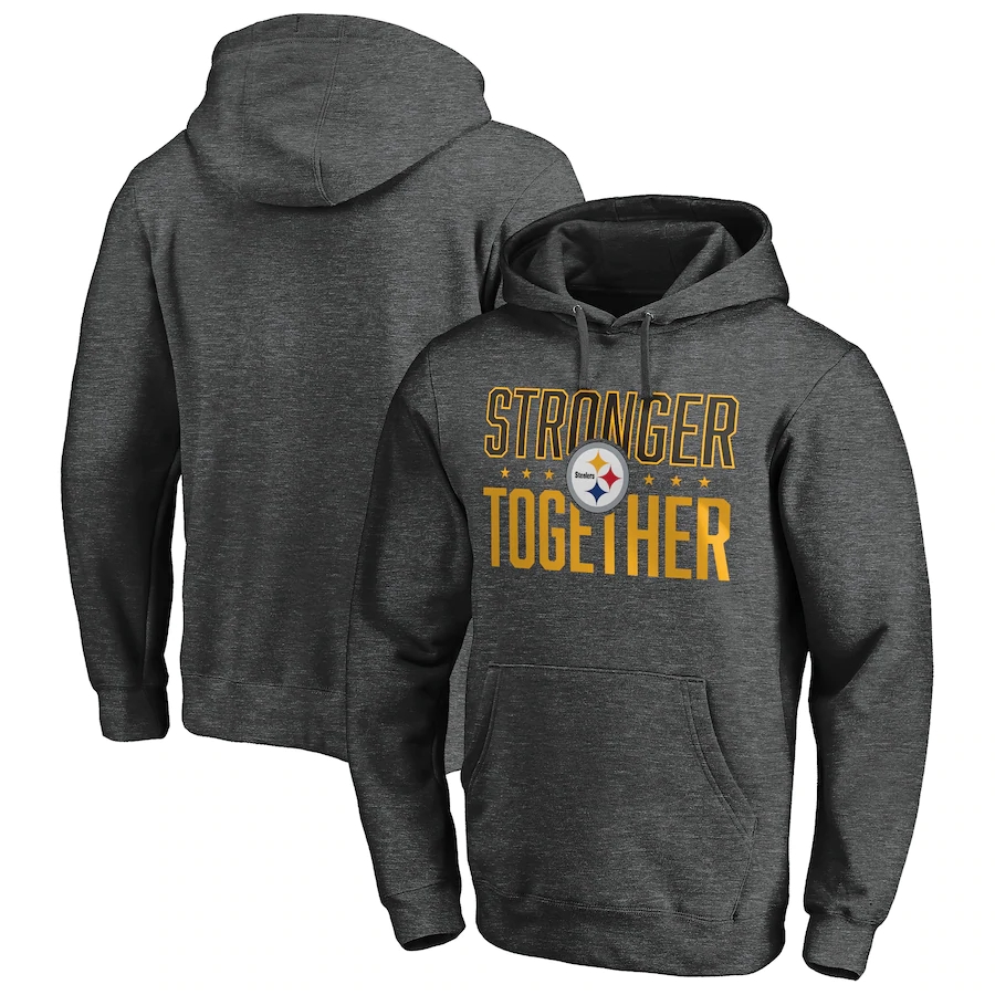 Pittsburgh Steelers Heather Charcoal Stronger Together Pullover Hoodie
