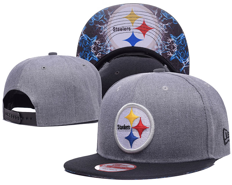 Steelers Team Logo Gray Adjustable Hat LH