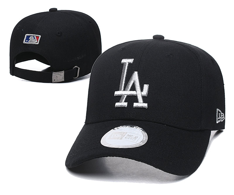 Dodgers Team Logo Black Peaked Adjustable Hat TX