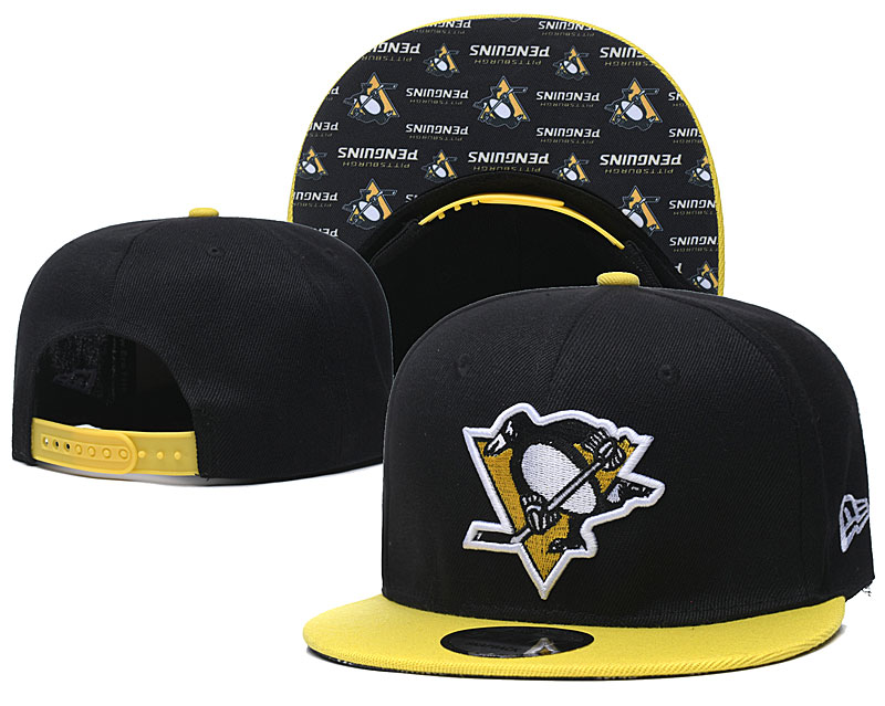 Penguins Team Logo Black Adjustable Hat LH