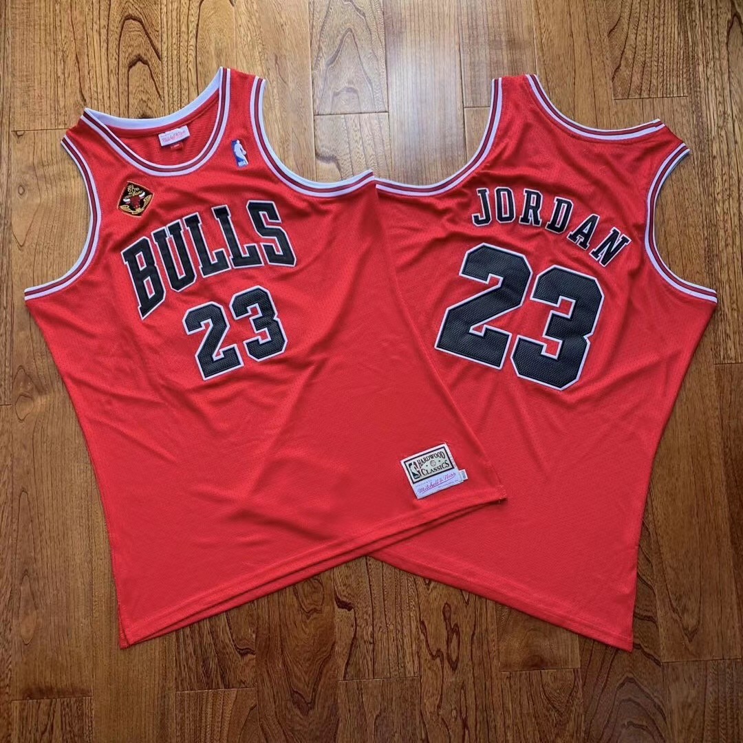 Bulls 23 Michael Jordan Red 20th Anniversary Champions Hardwood Classics Jersey