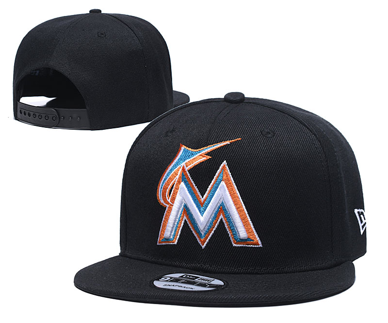 Marlins Team Logo Black Adjustable Hat TX