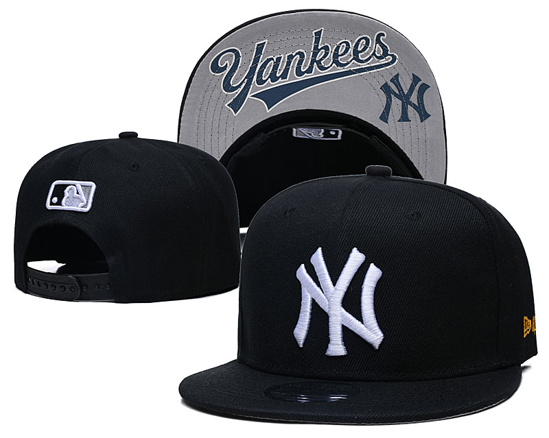 Yankees Team White Logo Black Adjustable Hat GS