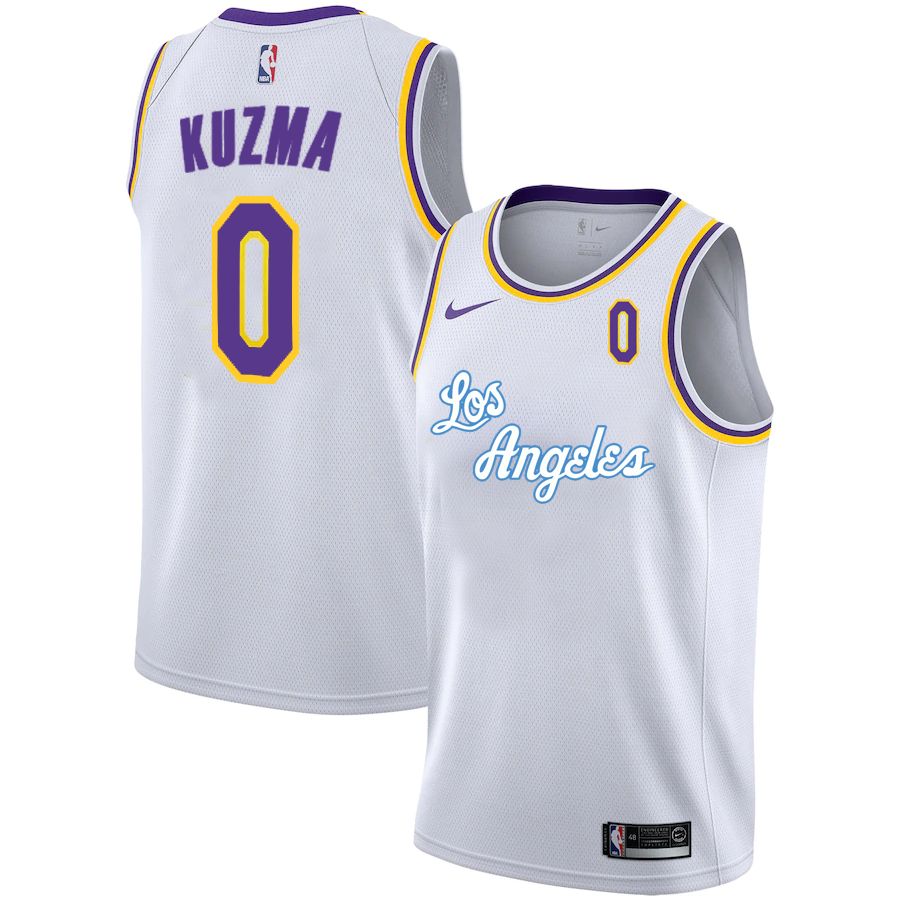 Lakers 0 Kyle Kuzma White 2020-2021 New City Edition Nike Swingman Jersey