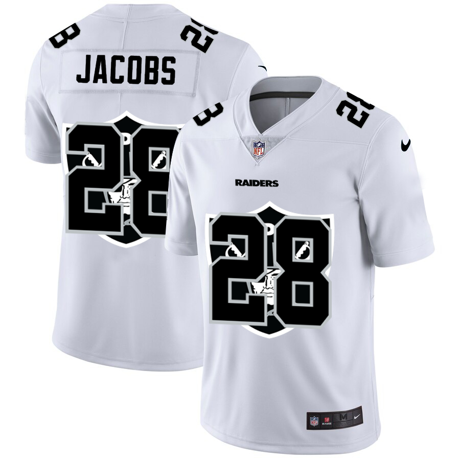 Nike Raiders 28 Josh Jacobs White Shadow Logo Limited Jersey