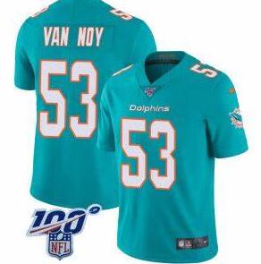 Nike Dolphins 53 Kyle Van Noy Aqua 100th Season Vapor Untouchable Limited Jersey