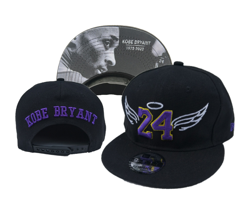 Lakers Fresh Logo 24 Kobe Bryant Black Adjustable Hat YD