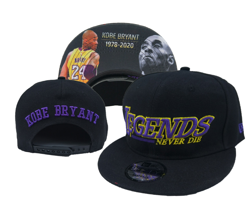 Lakers Team Logo 24 Kobe Bryant Black Adjustable Hats YD
