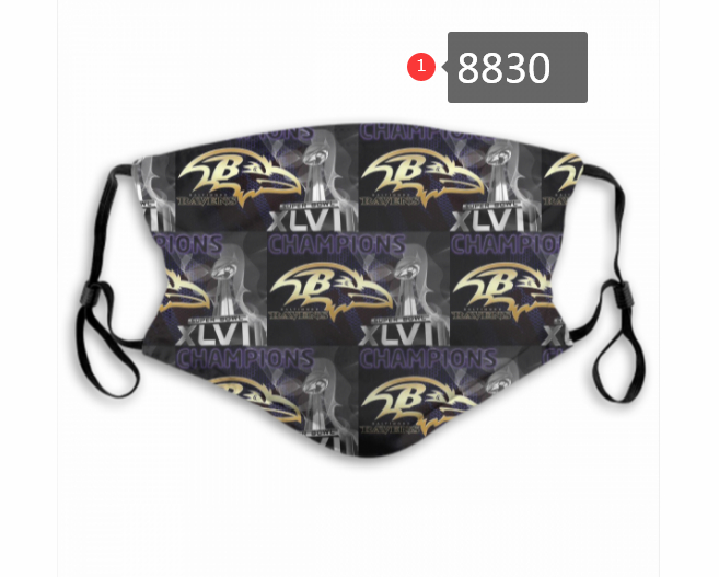 Baltimore Ravens Team Face Mask Cover with Earloop 8830