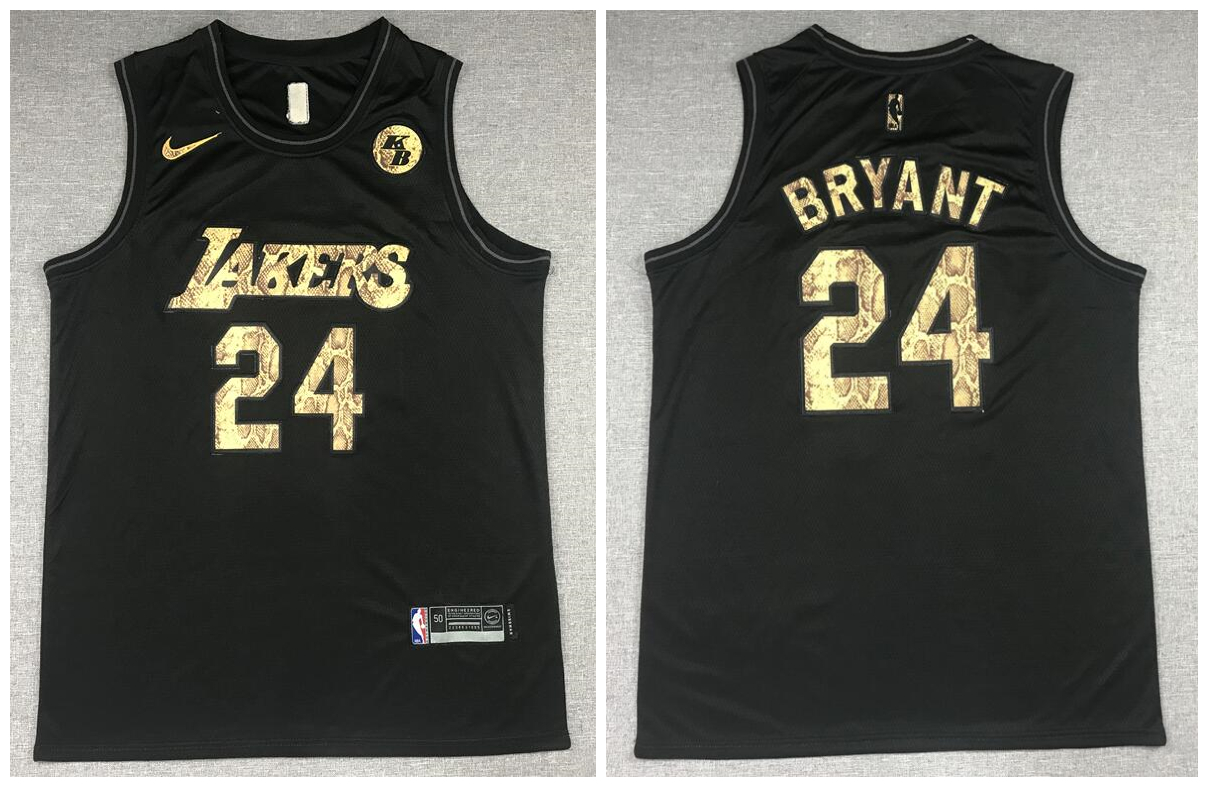 Lakers 24 Kobe Bryant Black Commemorative Swingman Jersey