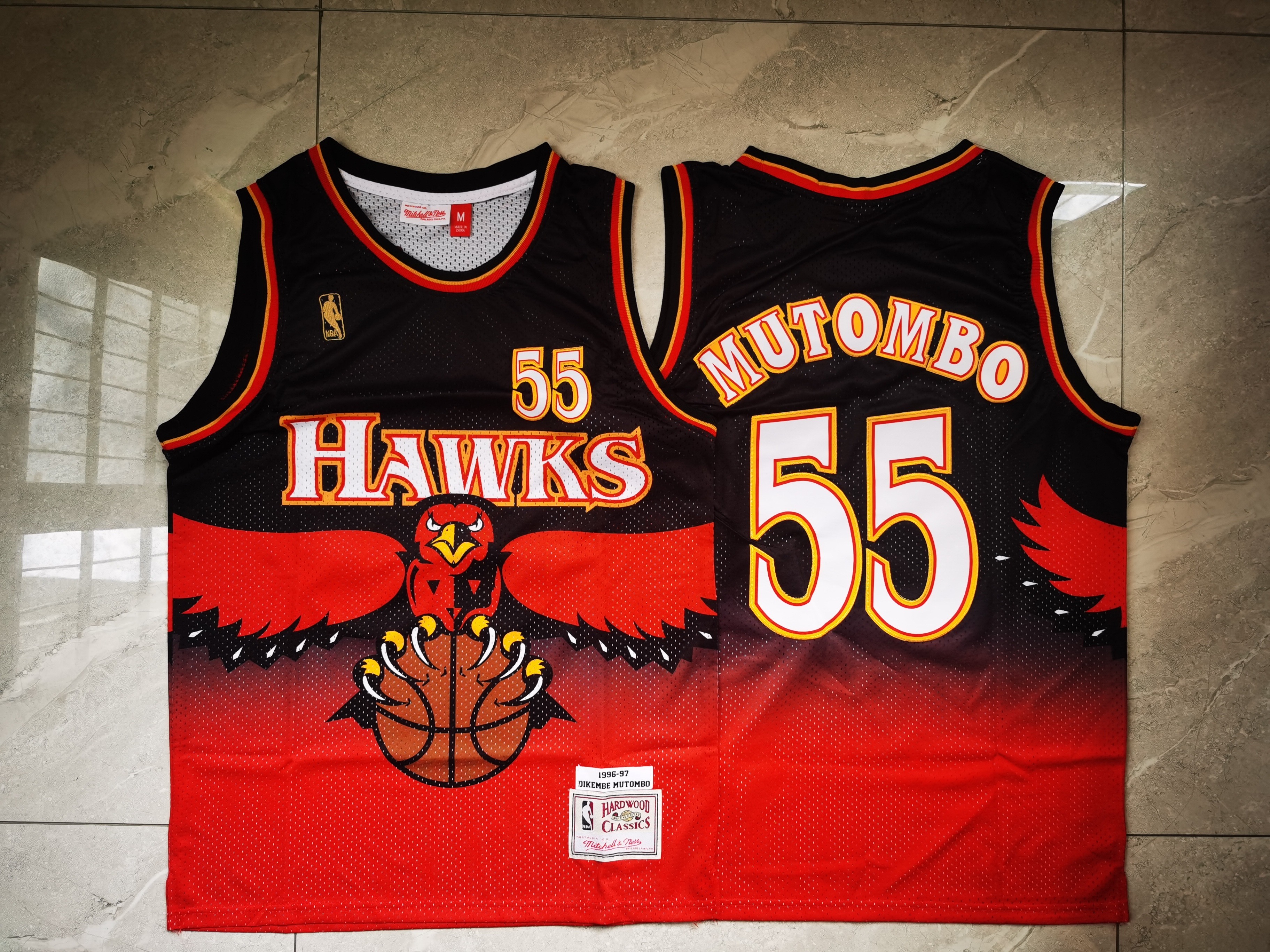 Hawks 55 Dikembe Mutombo Red 1996-97 Hardwood Classics Jersey