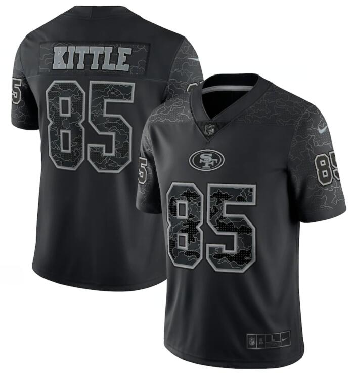 Nike 49ers 85 George Kittle Black RFLCTV Limited Jersey