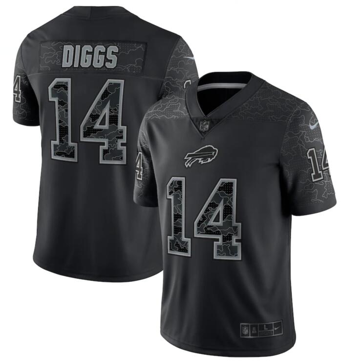 Nike Bills 14 Stefon Diggs Black RFLCTV Limited Jersey