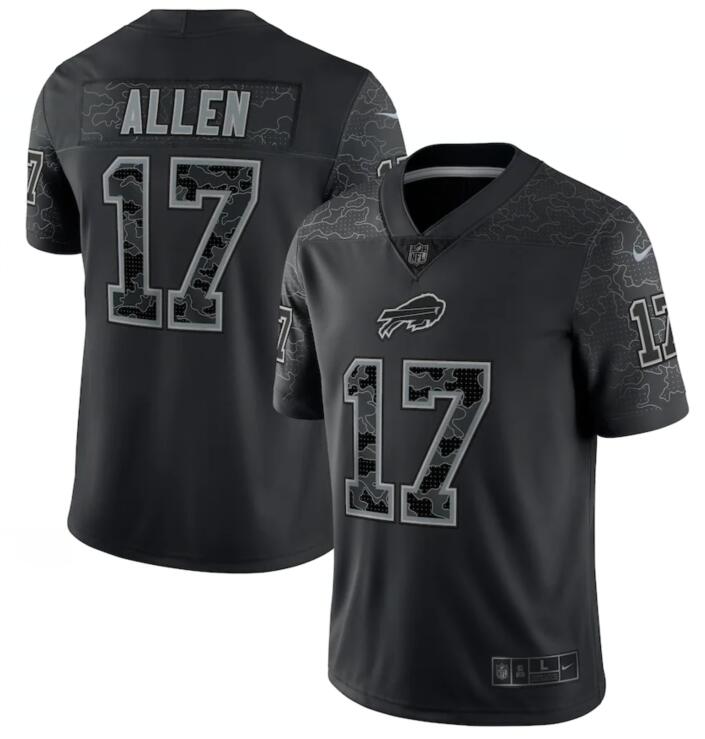 Nike Bills 17 Josh Allen Black RFLCTV Limited Jersey