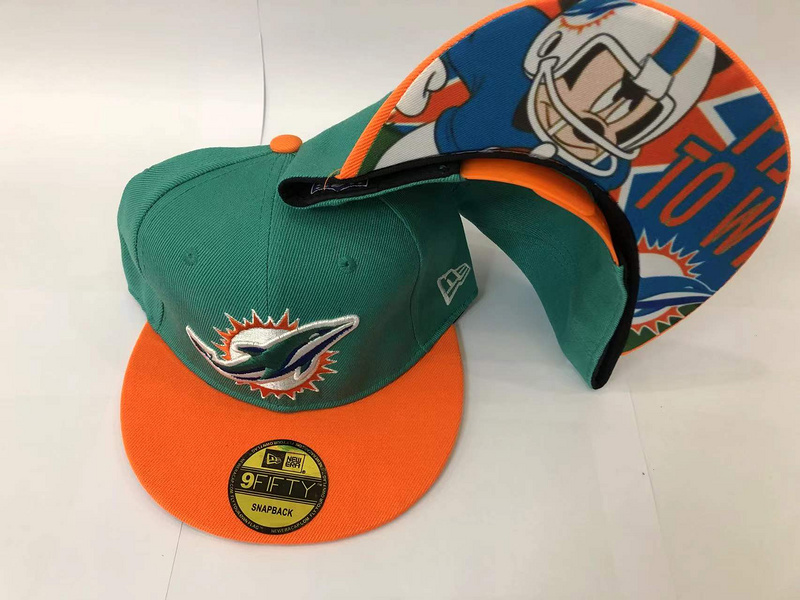 Dolphins Team Logo Aque Orange Adjustable Hat LH