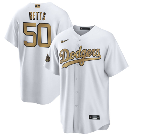 Dodgers 50 Mookie Betts White Nike 2022 MLB All-Star Cool Base Jersey