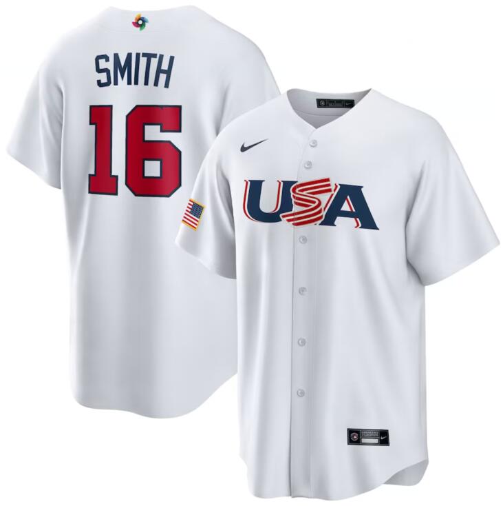 USA 16 Will Smith White Nike 2023 World Baseball Classic Jersey