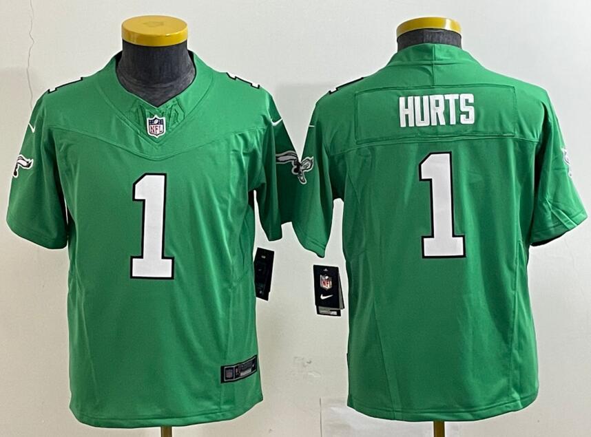 Nike Eagles 1 Jalen Hurts Green Youth Vapor Limited Jersey