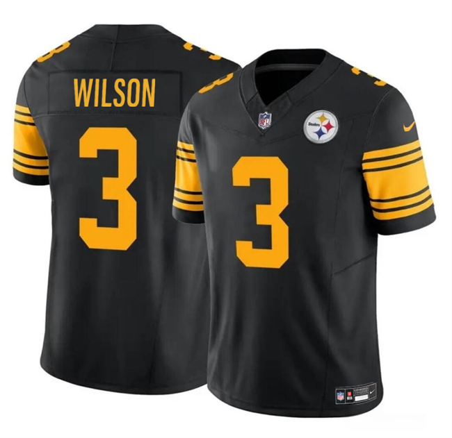 Nike Steelers 3 Russell Wilson Black Color Rush Limited Jersey