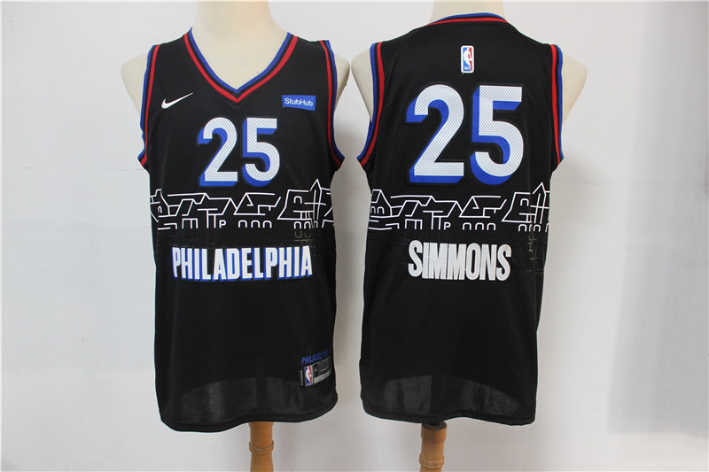 76ers 25 Ben Simmons Black 2020-21 City Edition Nike Swingman Jersey