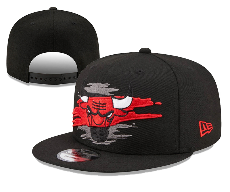 Bulls Team Logo Tear Black New Era Adjustable Hat YD