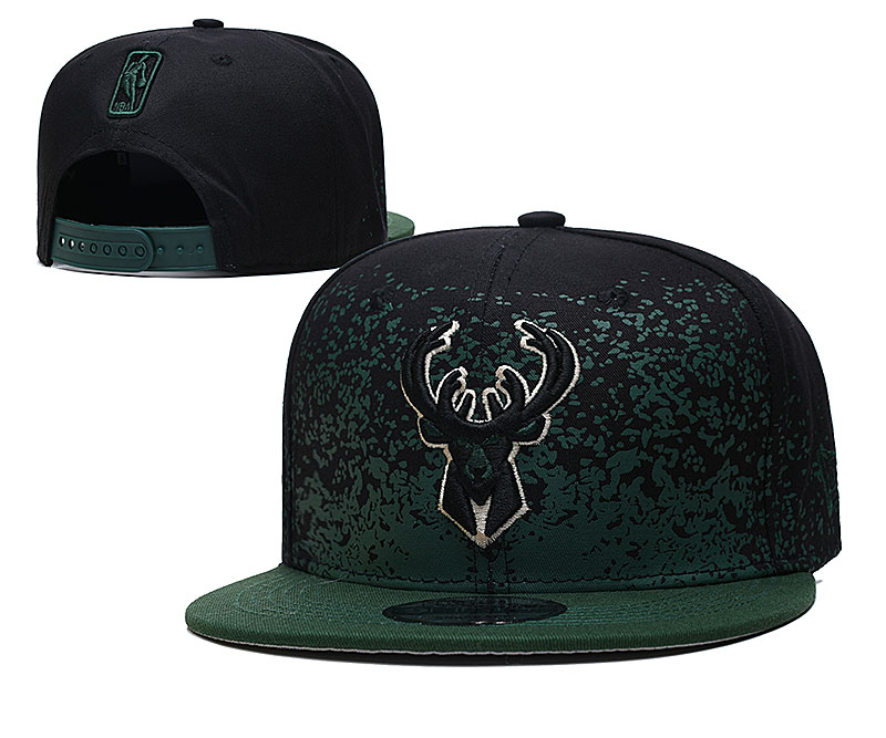 Bucks Team Logo New Era Black Green Fade Up Adjustable Hat YD
