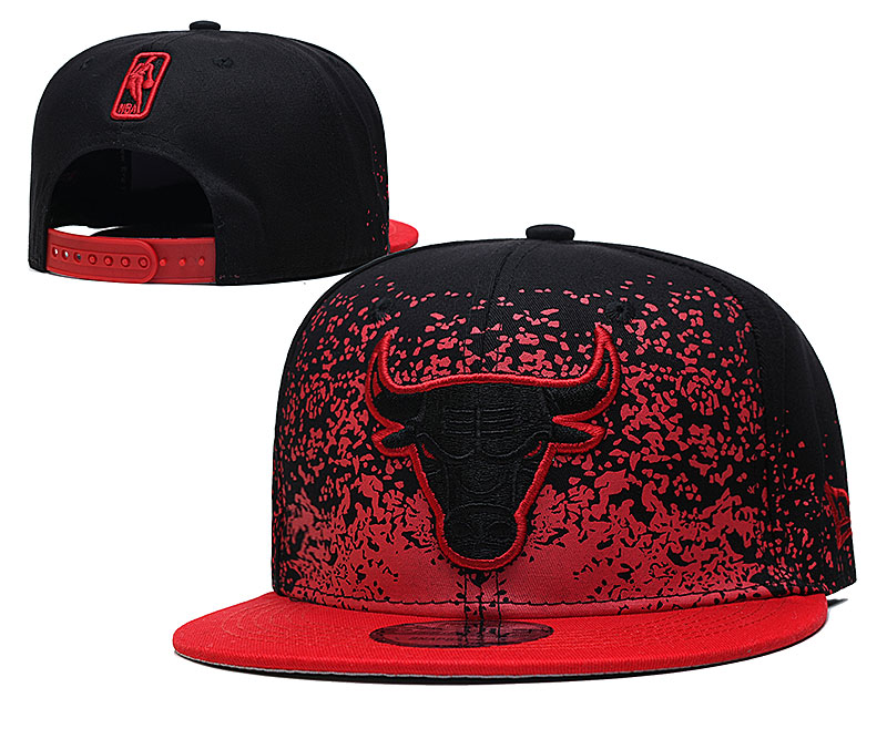Bulls Team Logo New Era Black Red Fade Up Adjustable Hat YD
